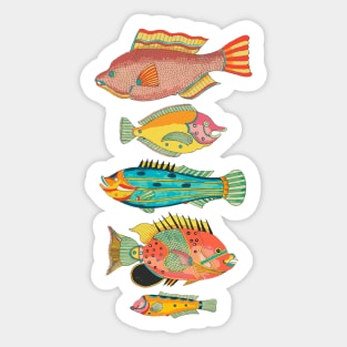 Surreal Silly Fish Friends Sticker